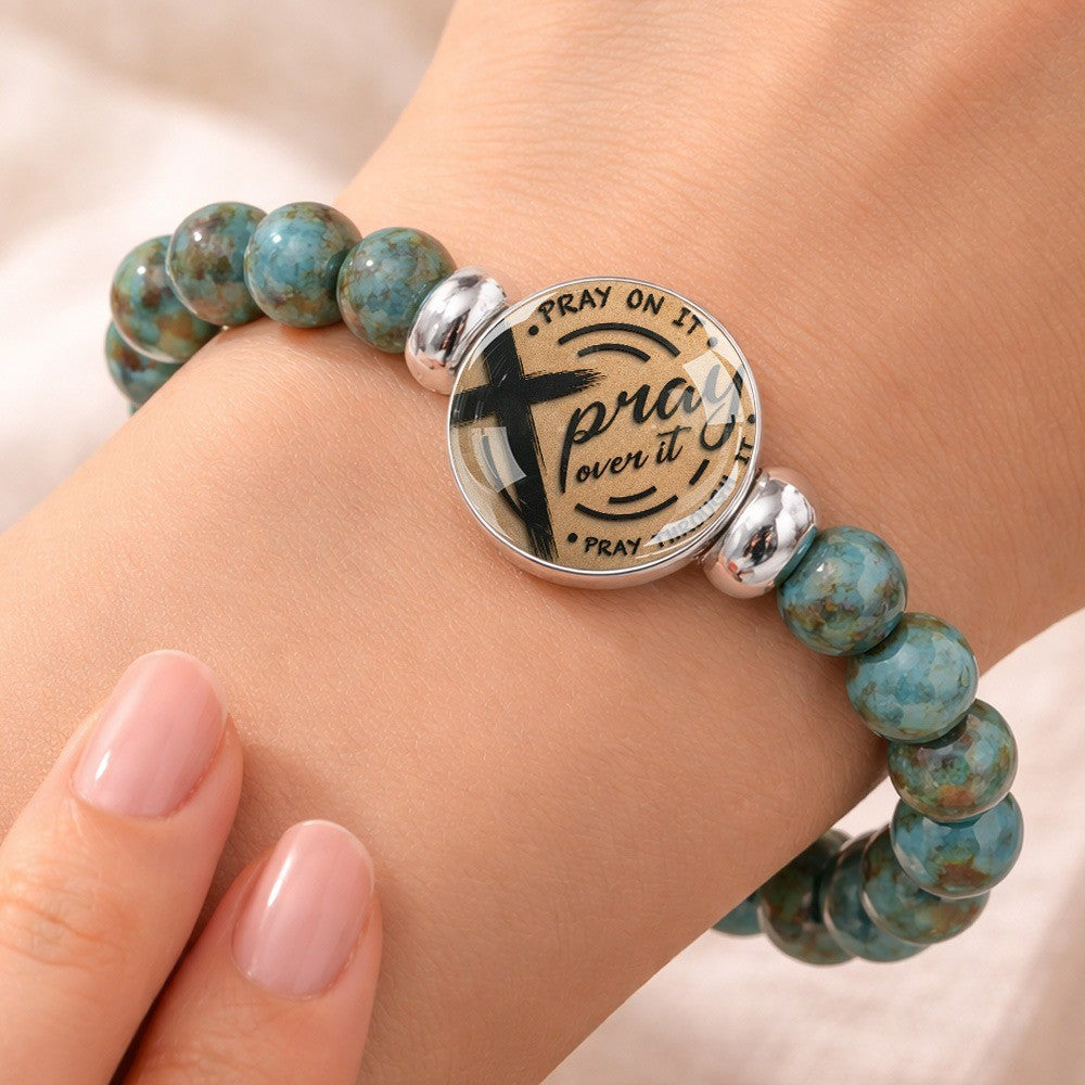 Turquoise Pray Over It Bracelet