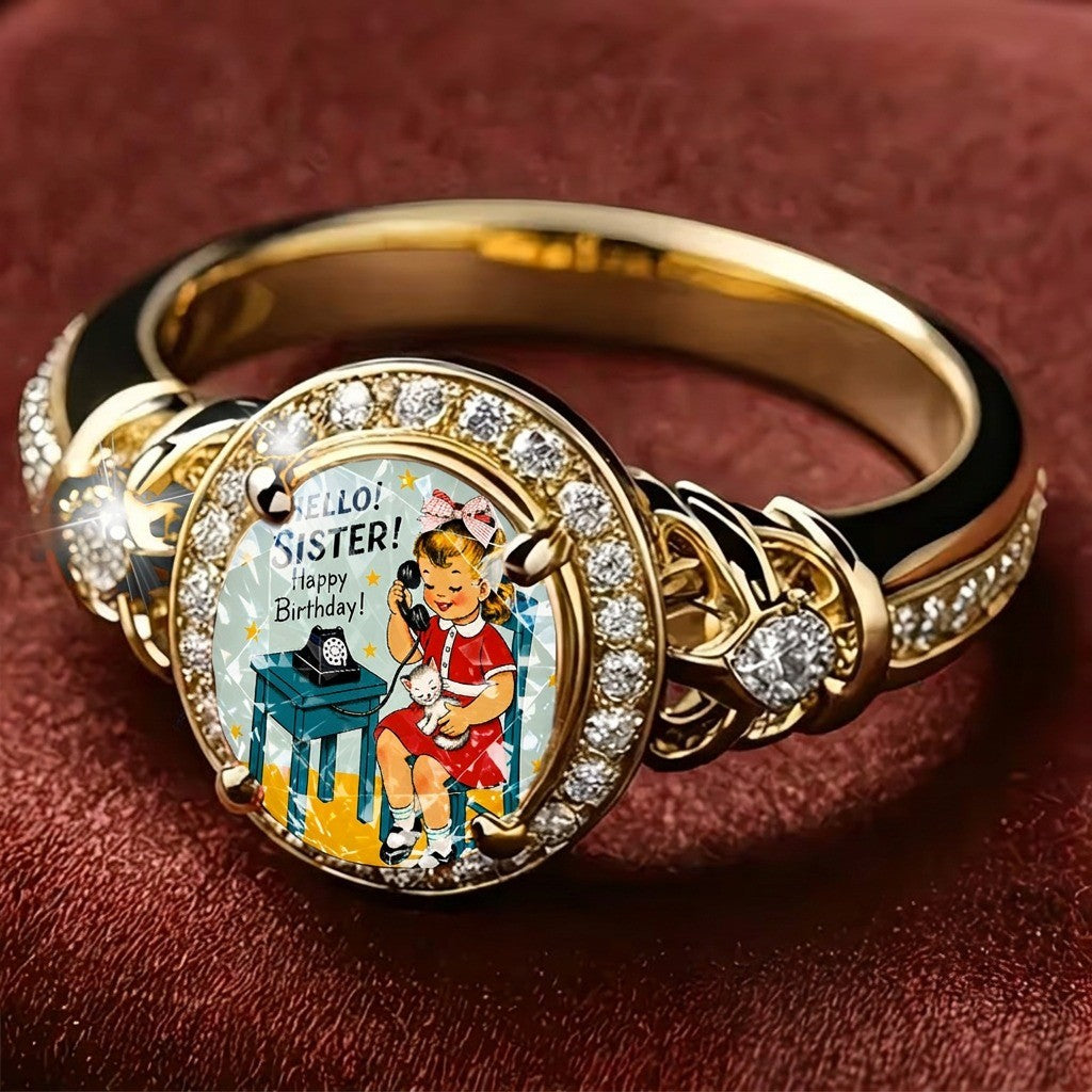 Hello Sister Vintage Charm Ring