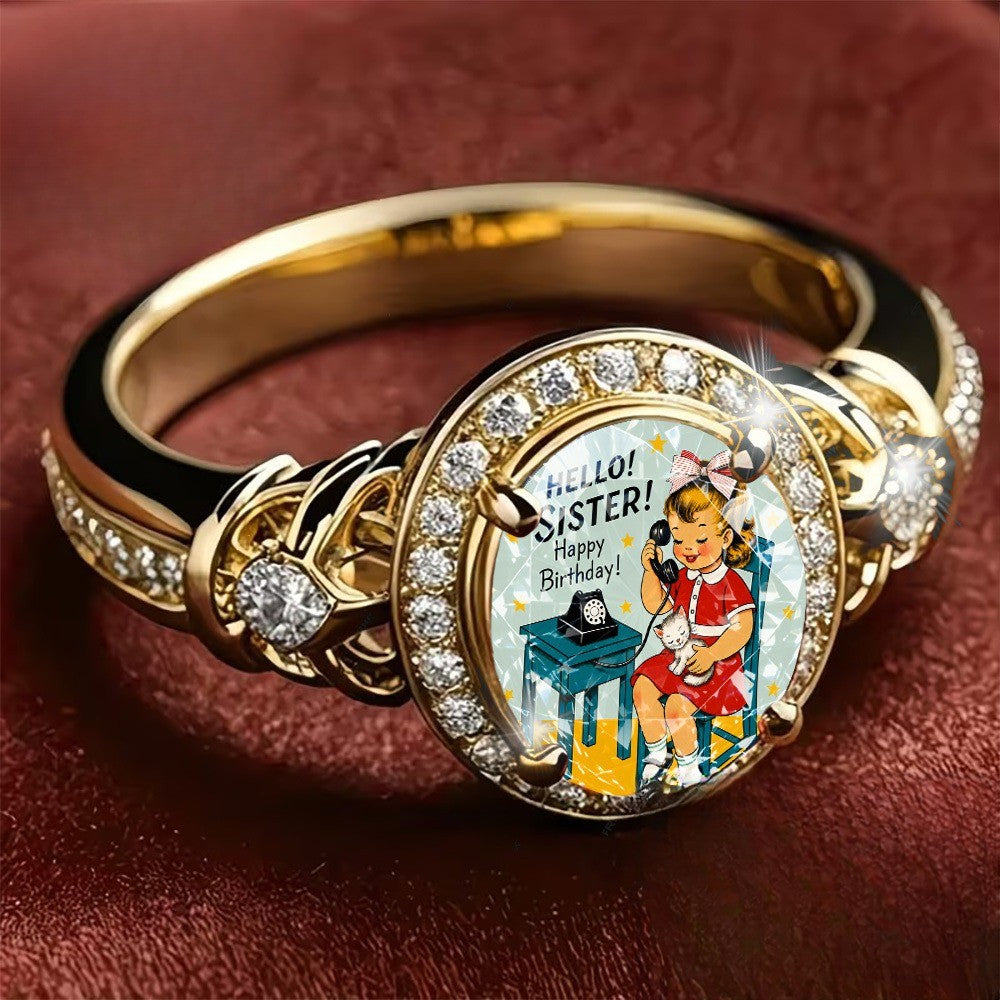 Hello Sister Vintage Charm Ring