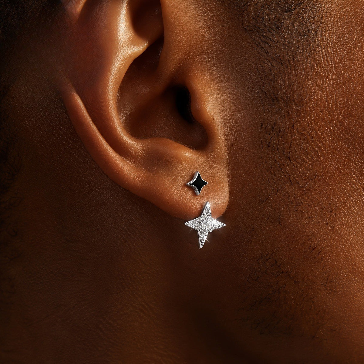 Black Star Crystal Drop Earrings
