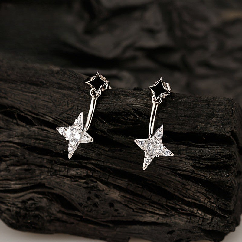 Black Star Crystal Drop Earrings
