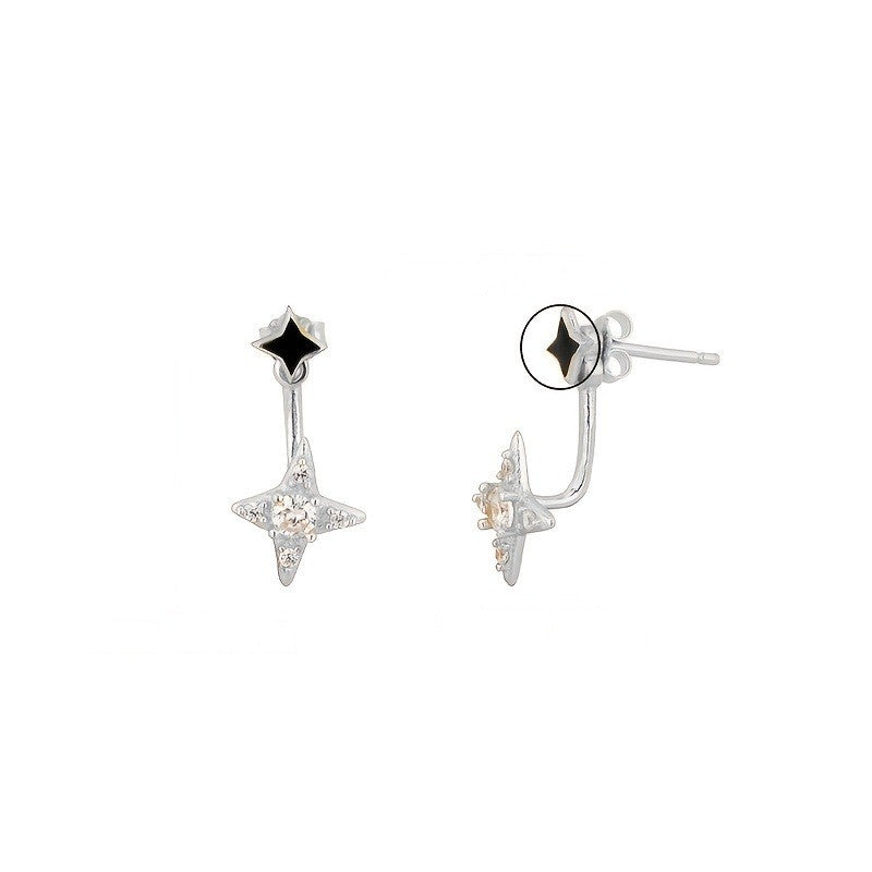 Black Star Crystal Drop Earrings