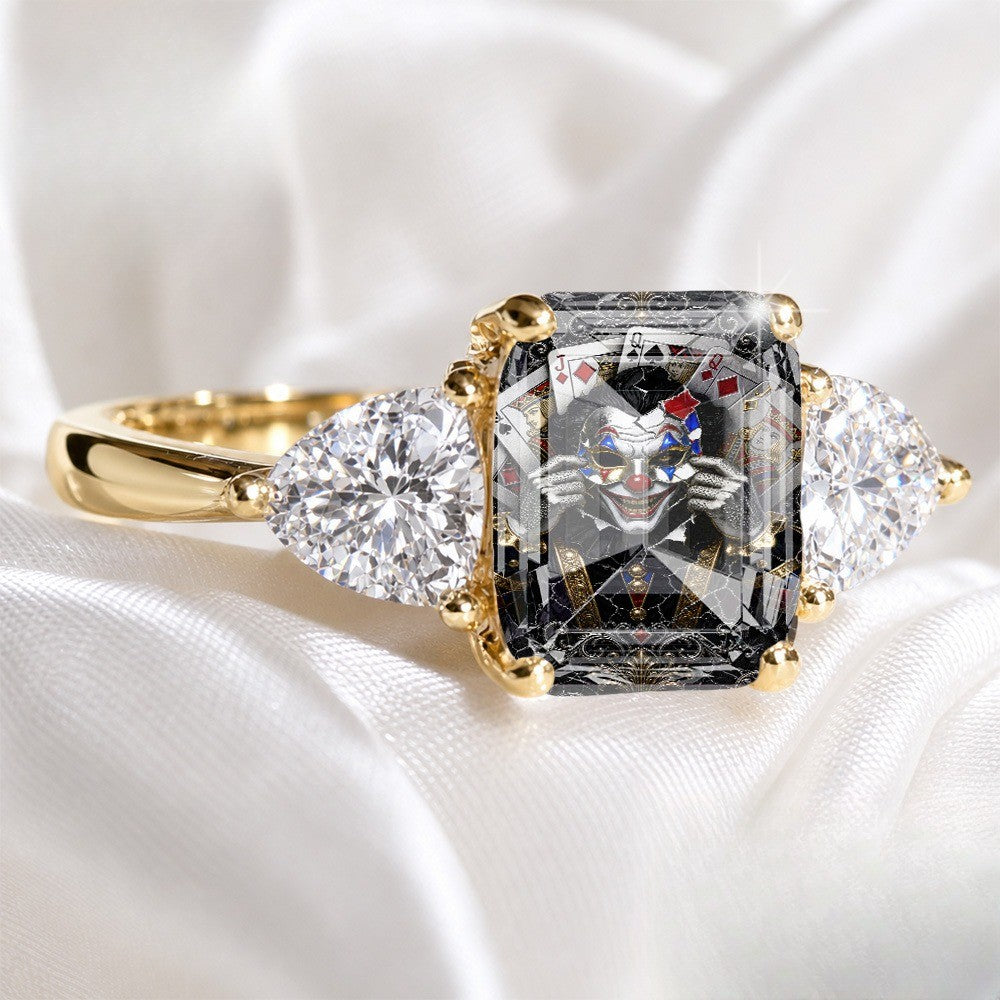 Jester Card Three-Stone Ring