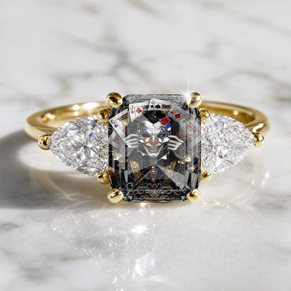 Jester Card Three-Stone Ring