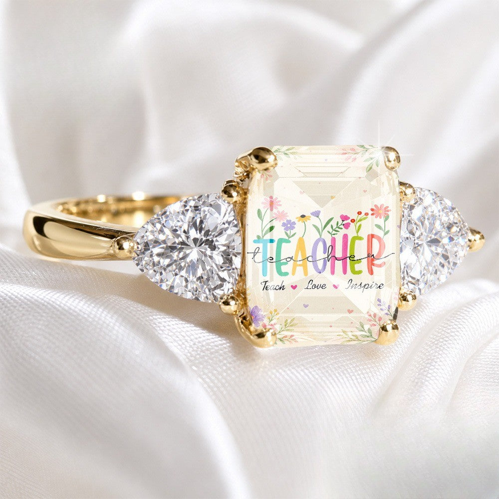 Colorful Teacher Floral Statement Ring