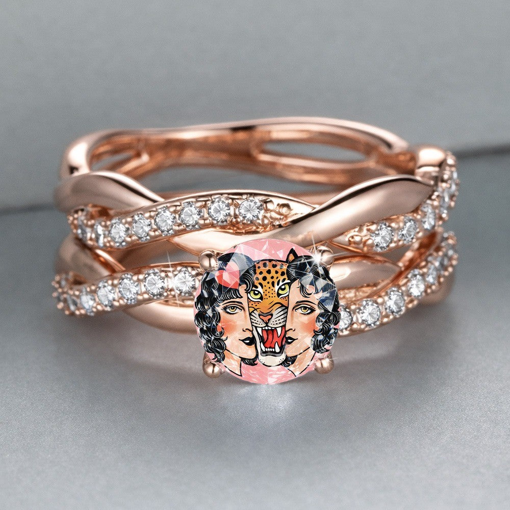 Leopard Portrait Split Band Ring