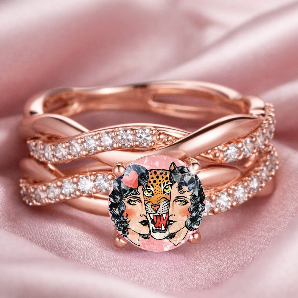 Leopard Portrait Split Band Ring