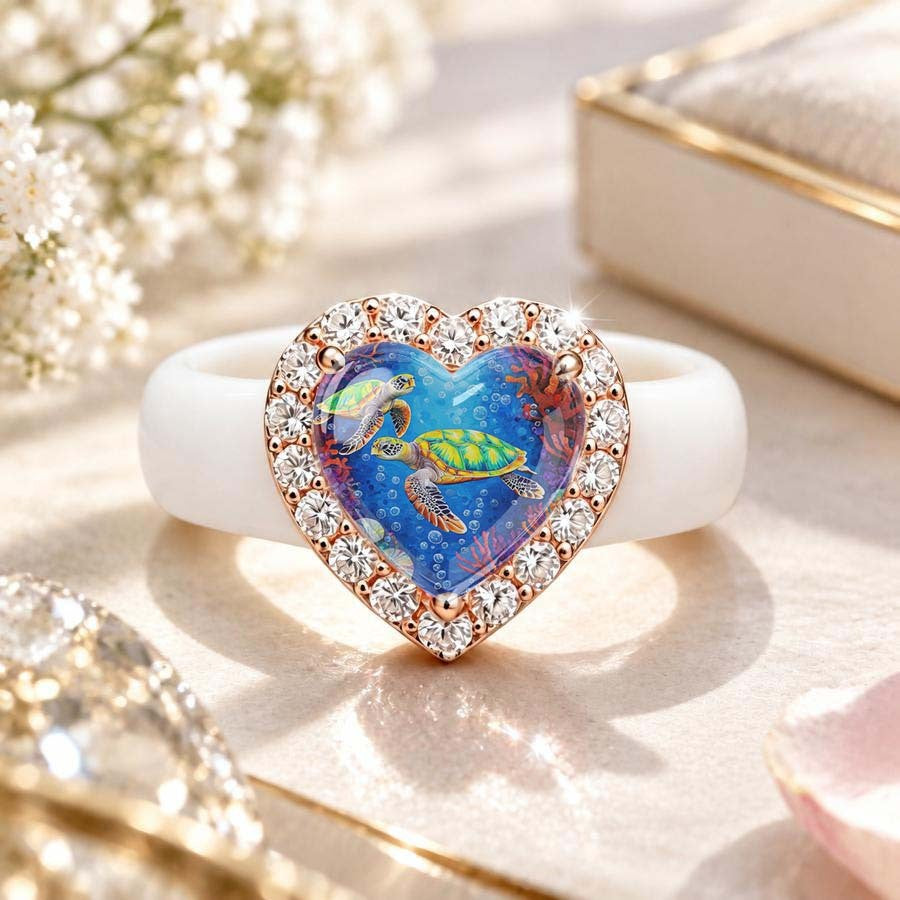 Sea Turtle Heart Ring