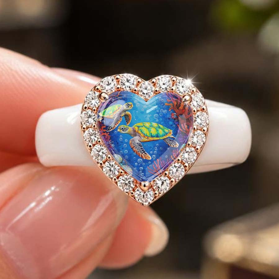Sea Turtle Heart Ring