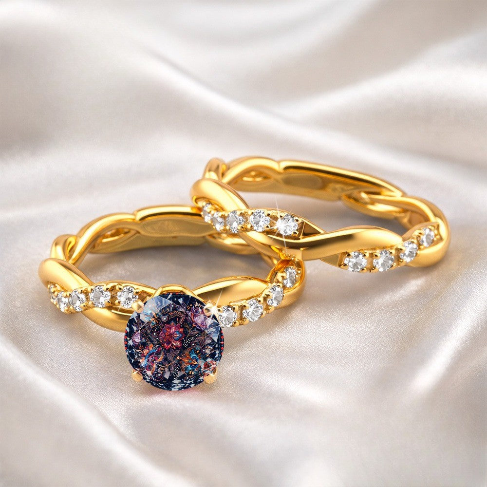 Floral Mosaic Twisted Ring