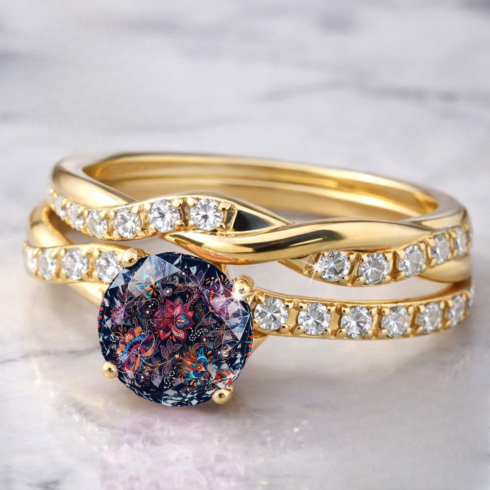 Floral Mosaic Twisted Ring