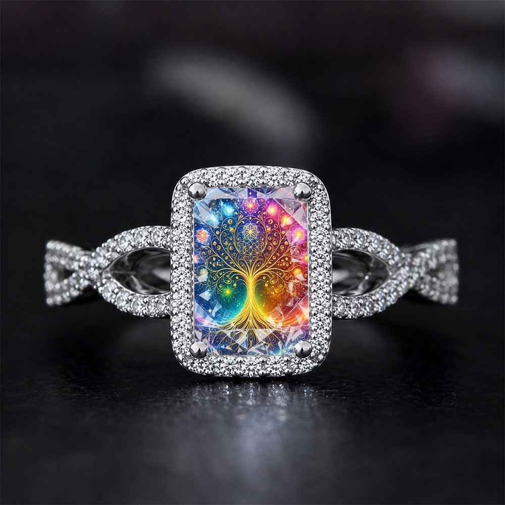 Rainbow Tree of Life Square Ring