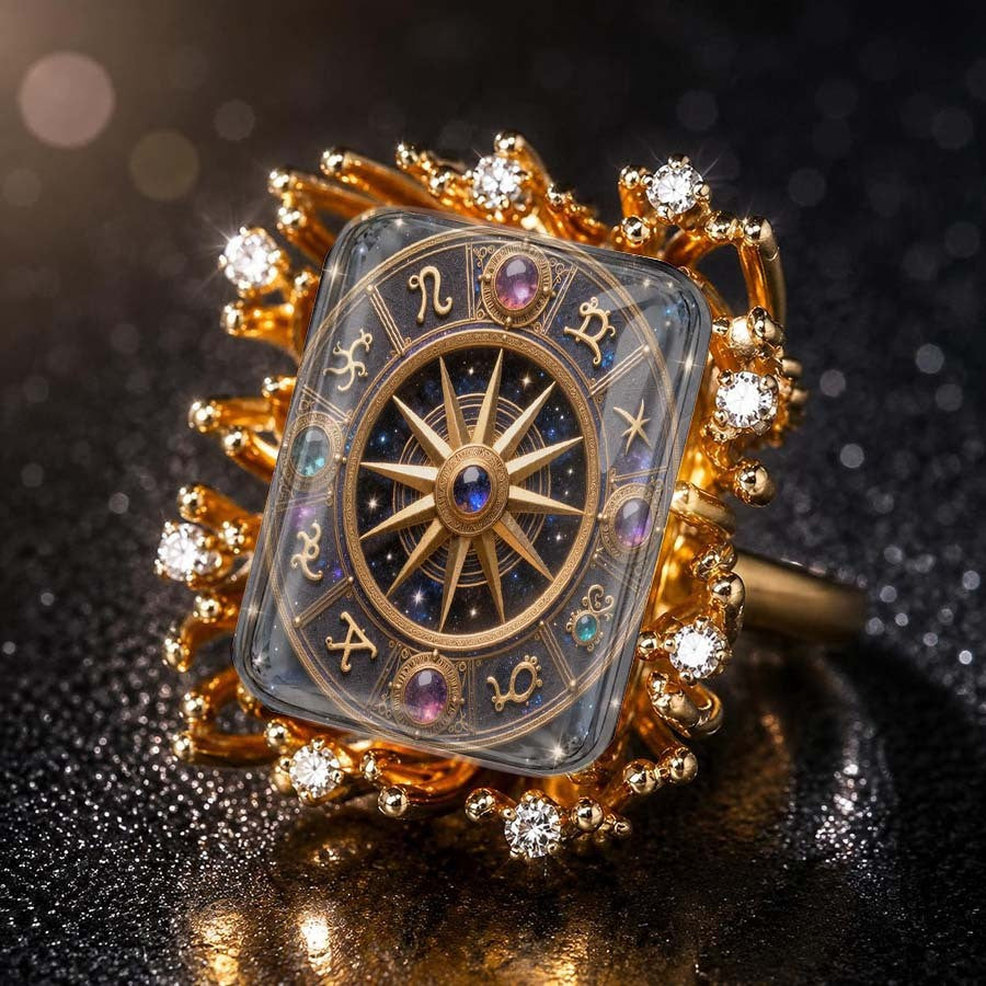 Astrology Compass Square Ring