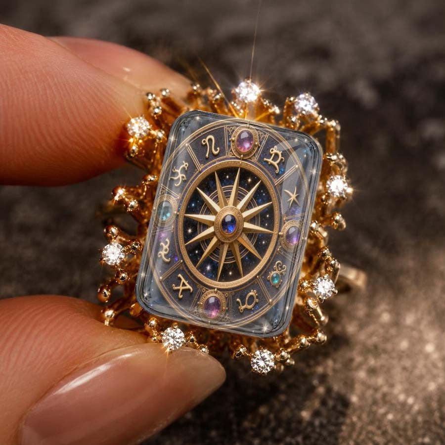 Astrology Compass Square Ring