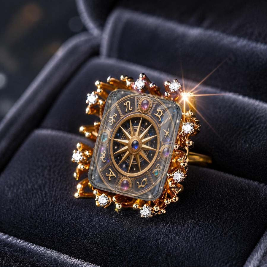 Astrology Compass Square Ring