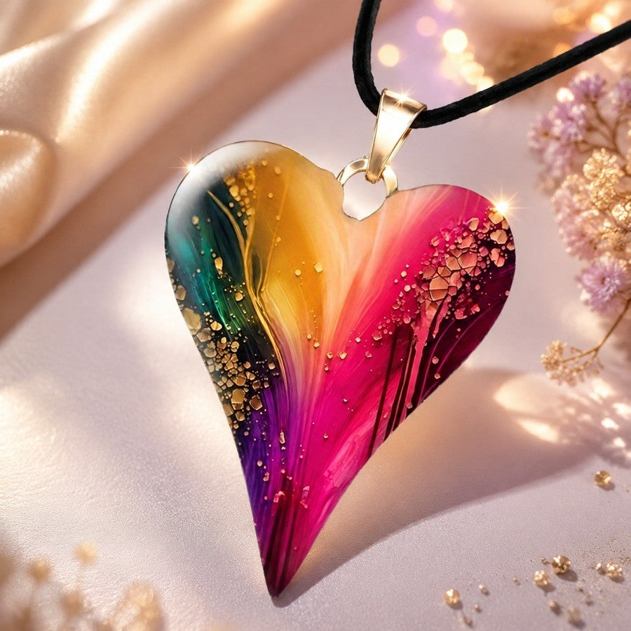 Gradient Art Heart Necklace