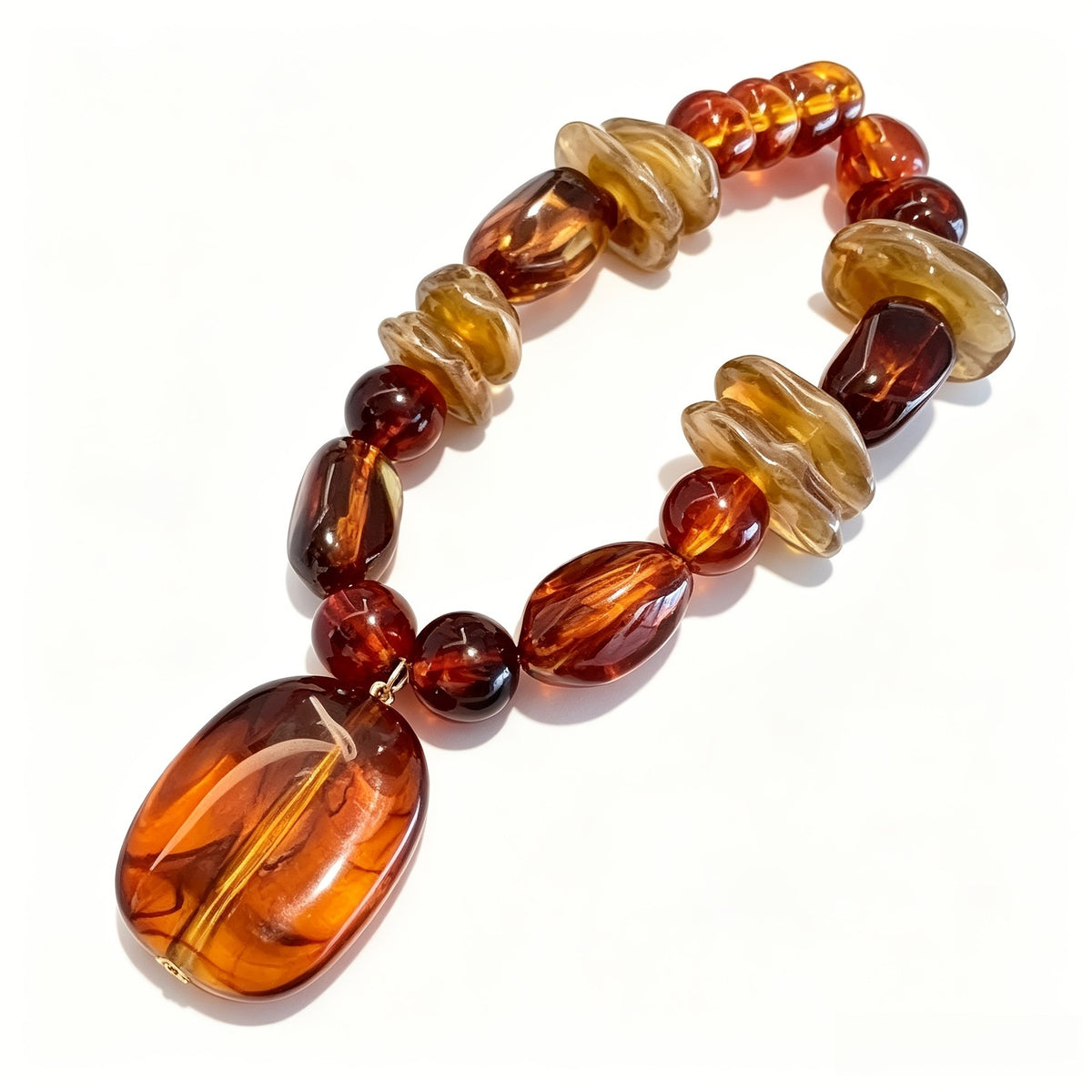 Amber Tonal Oval Pendant Necklace