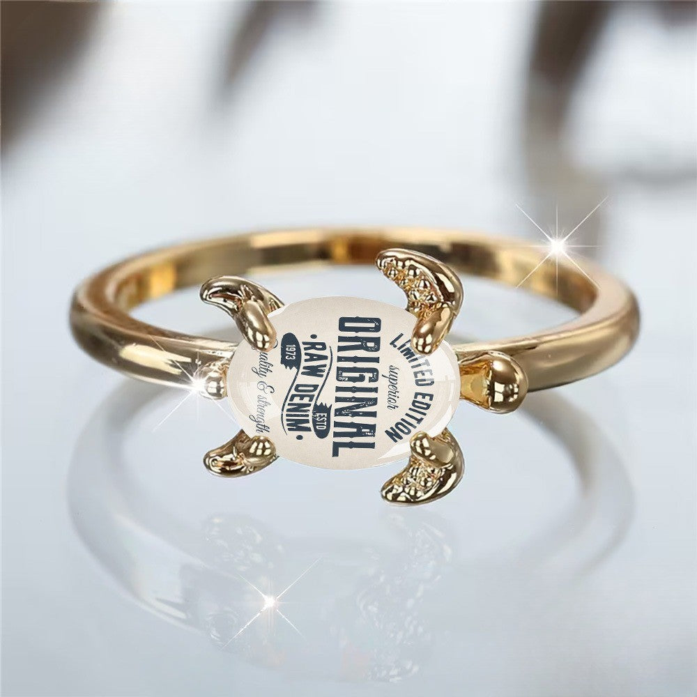 Denim Label Turtle Ring