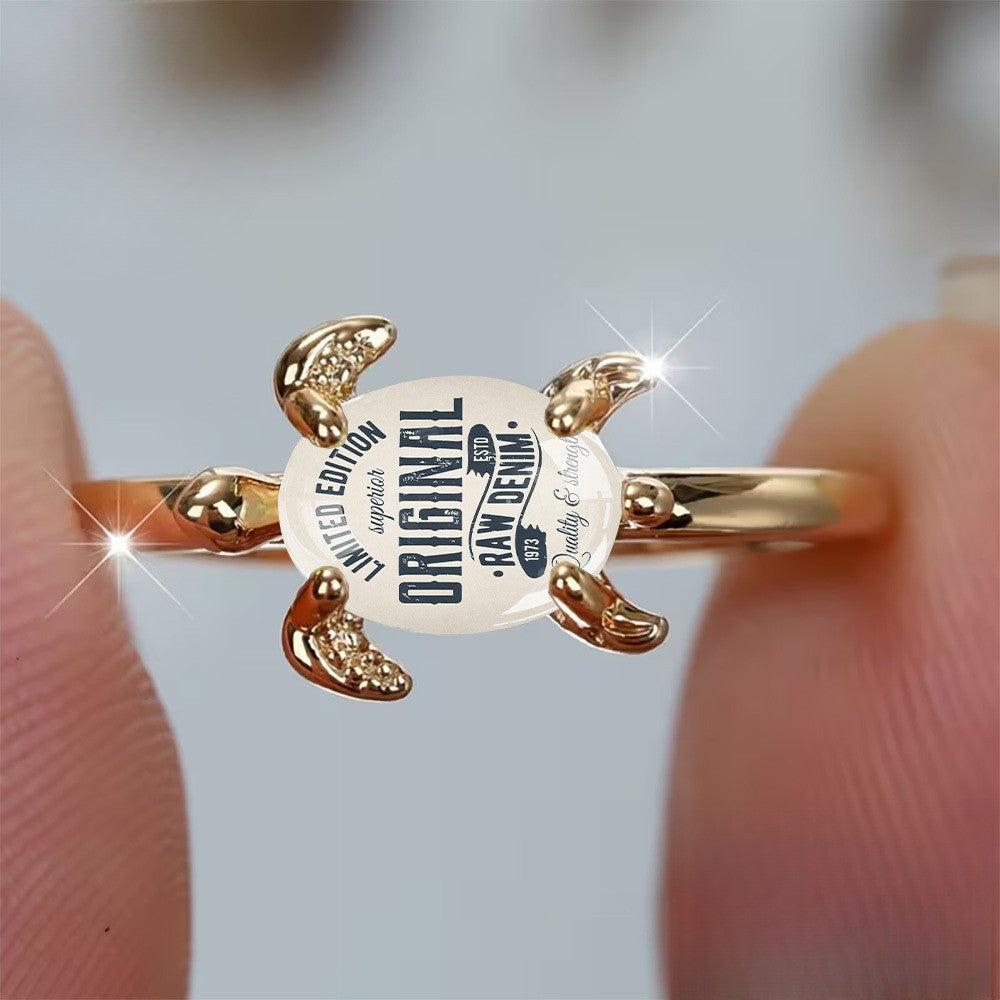 Denim Label Turtle Ring