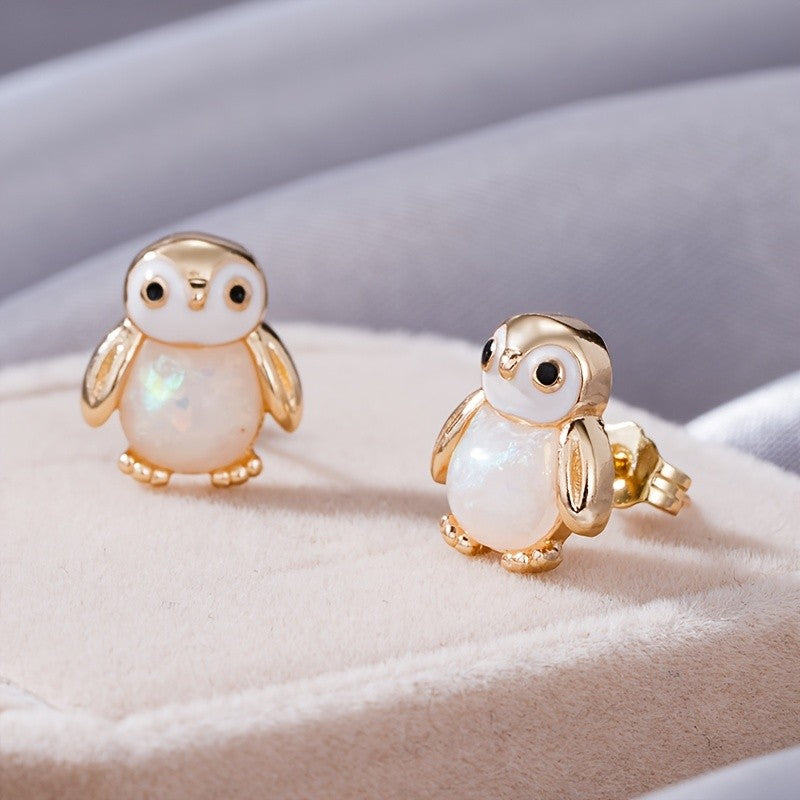 Opal Penguin Stud Earrings