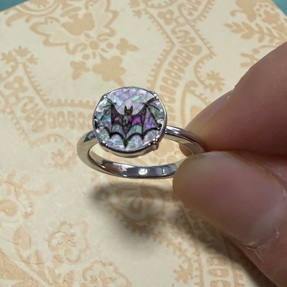 Purple Bat Glass Ring