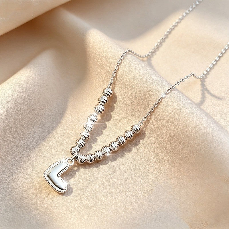 Textured Bead Heart Pendant Necklace