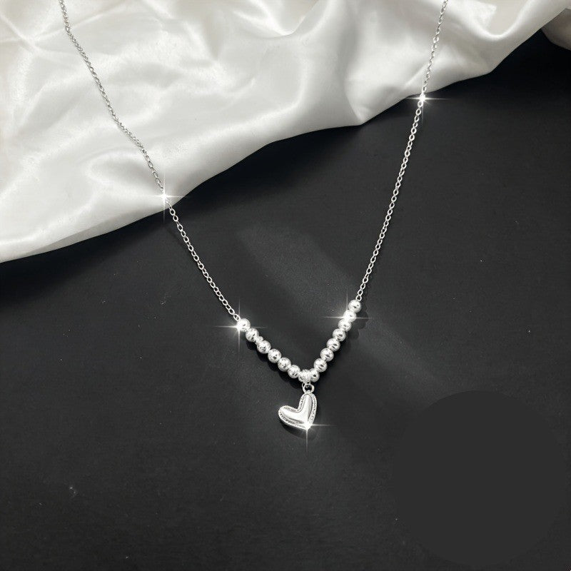 Textured Bead Heart Pendant Necklace