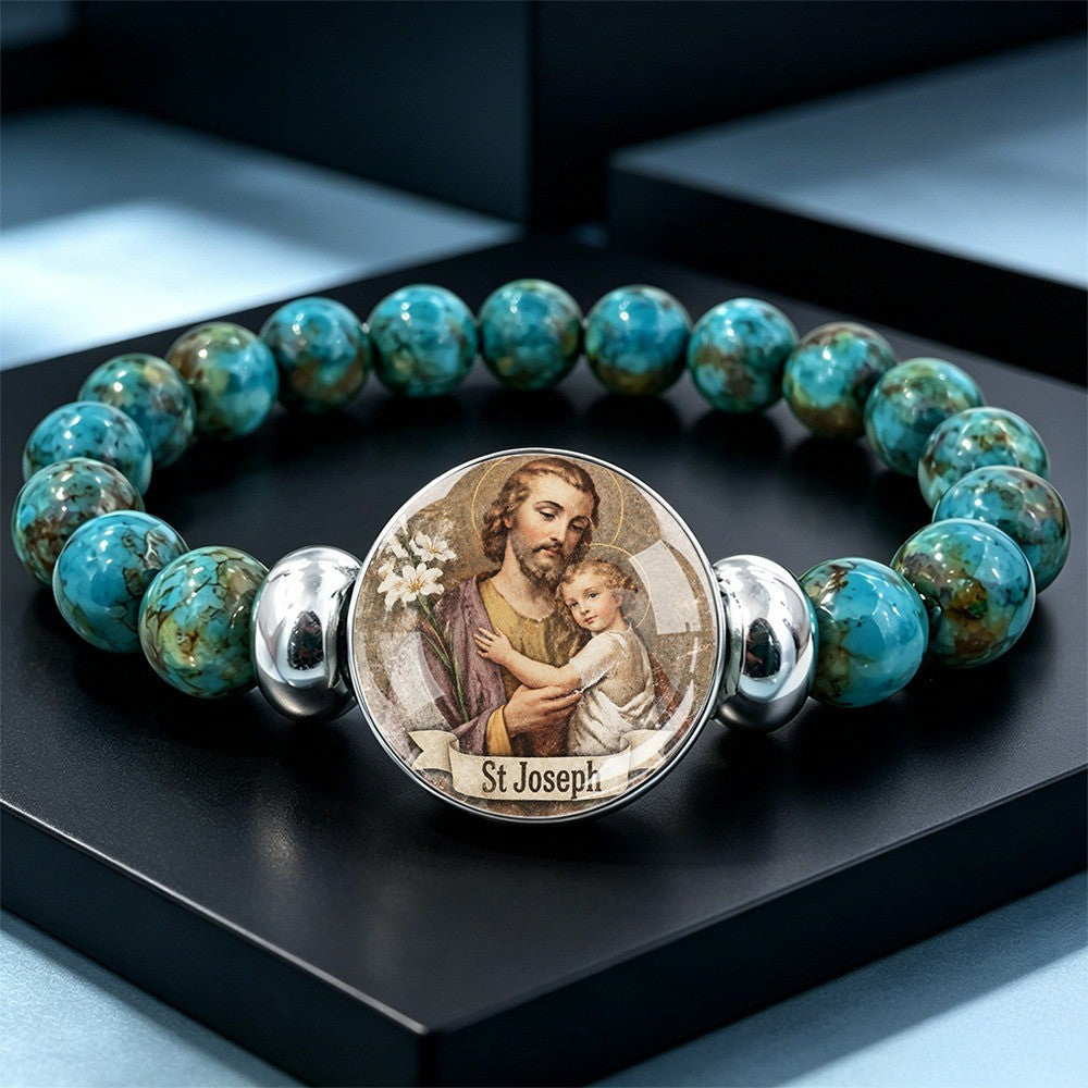 St Joseph & Lilies Bead Bracelet
