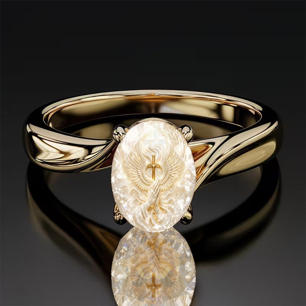 Praying Hands Oval Ring