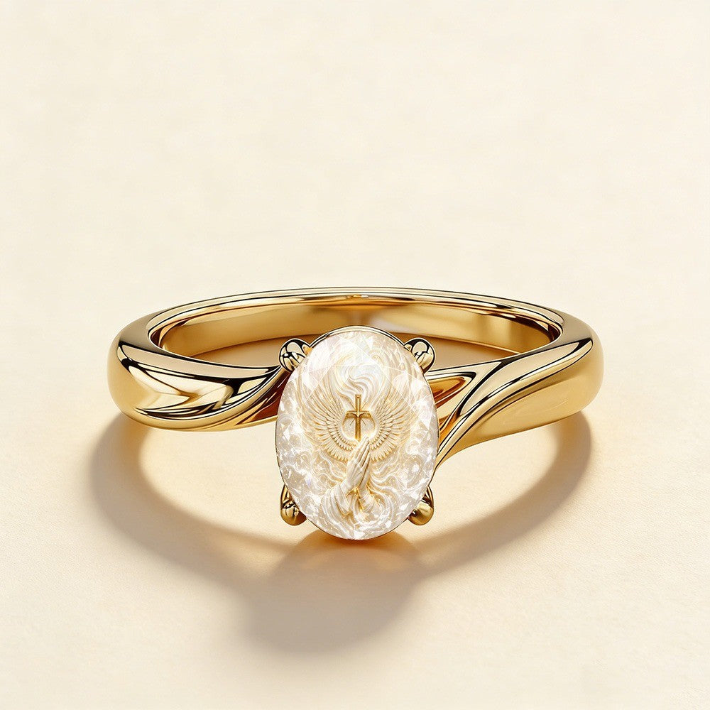 Praying Hands Oval Ring