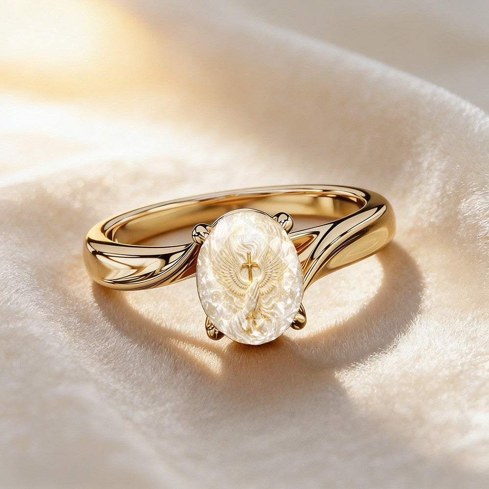 Praying Hands Oval Ring
