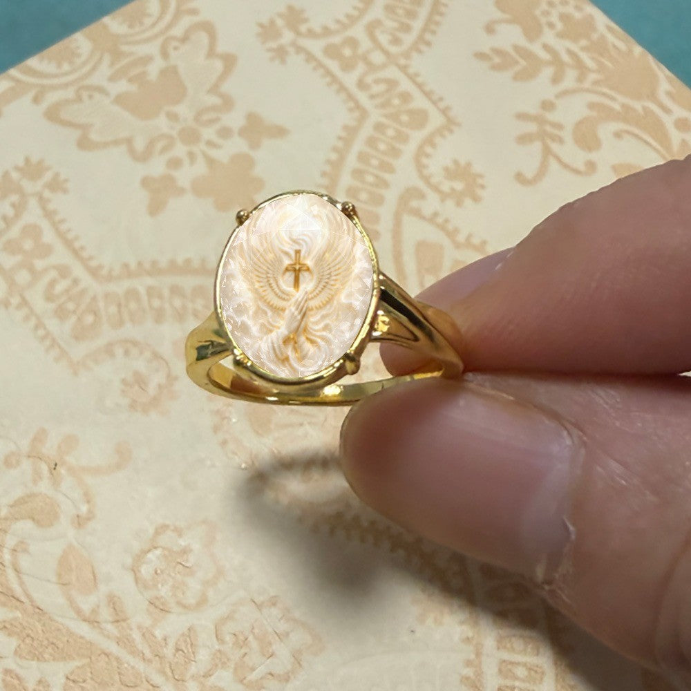 Praying Hands Oval Ring