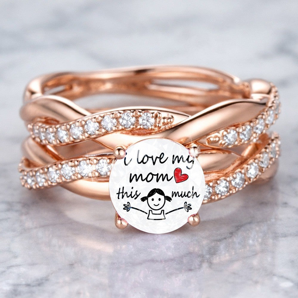 I Love My Mom Twist Band Ring