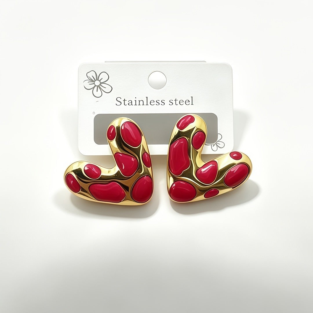 Abstract Heart Stud Earrings