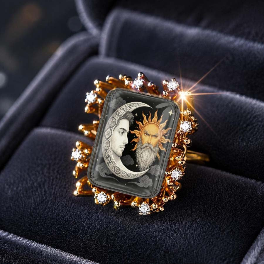 Sun & Moon Portrait Square Ring