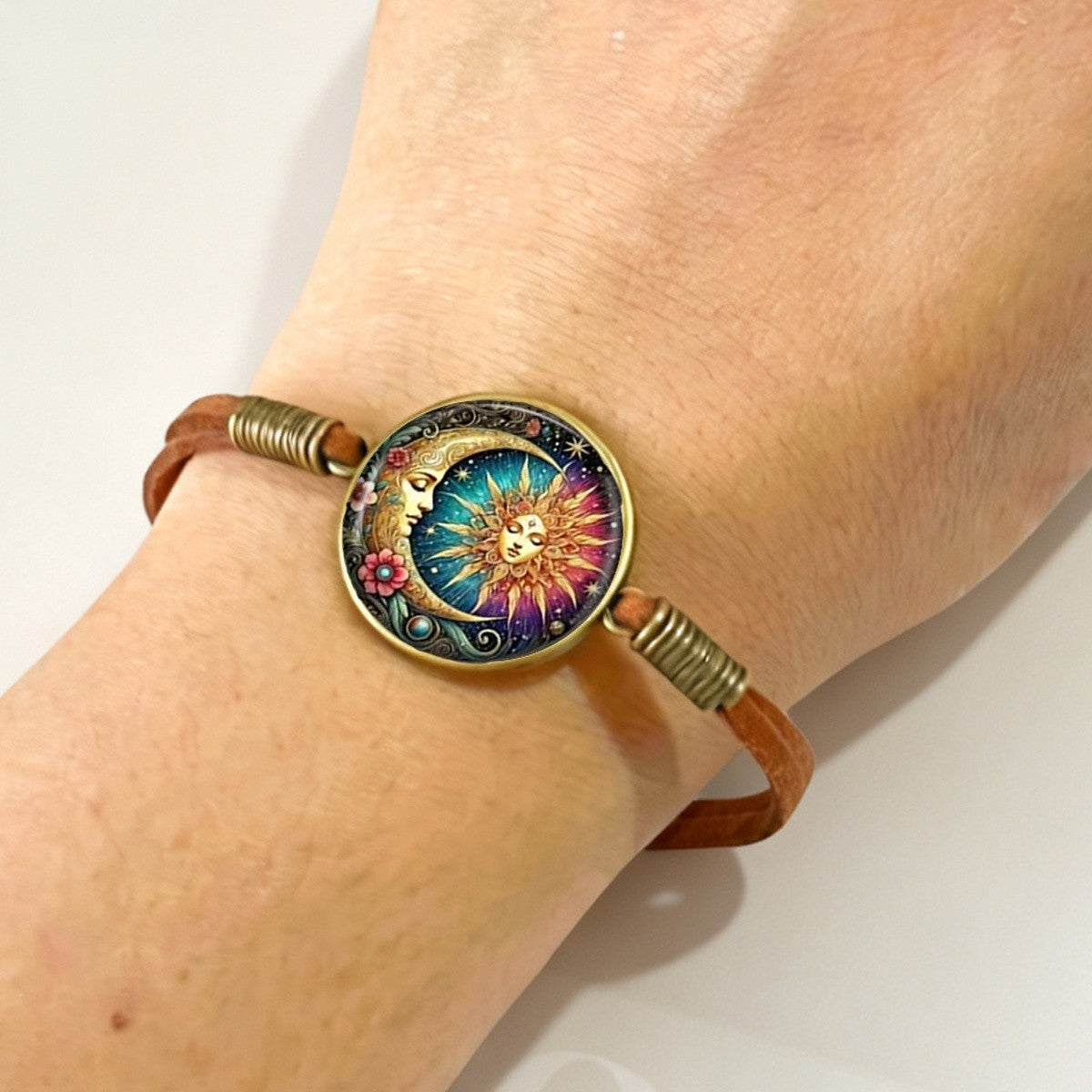 Sun & Moon Glass Cabochon Bracelet