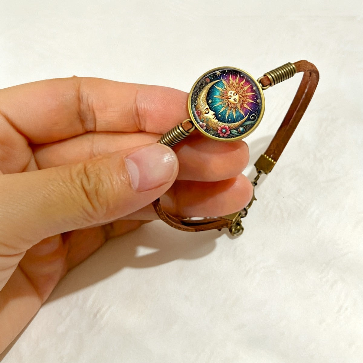 Sun & Moon Glass Cabochon Bracelet