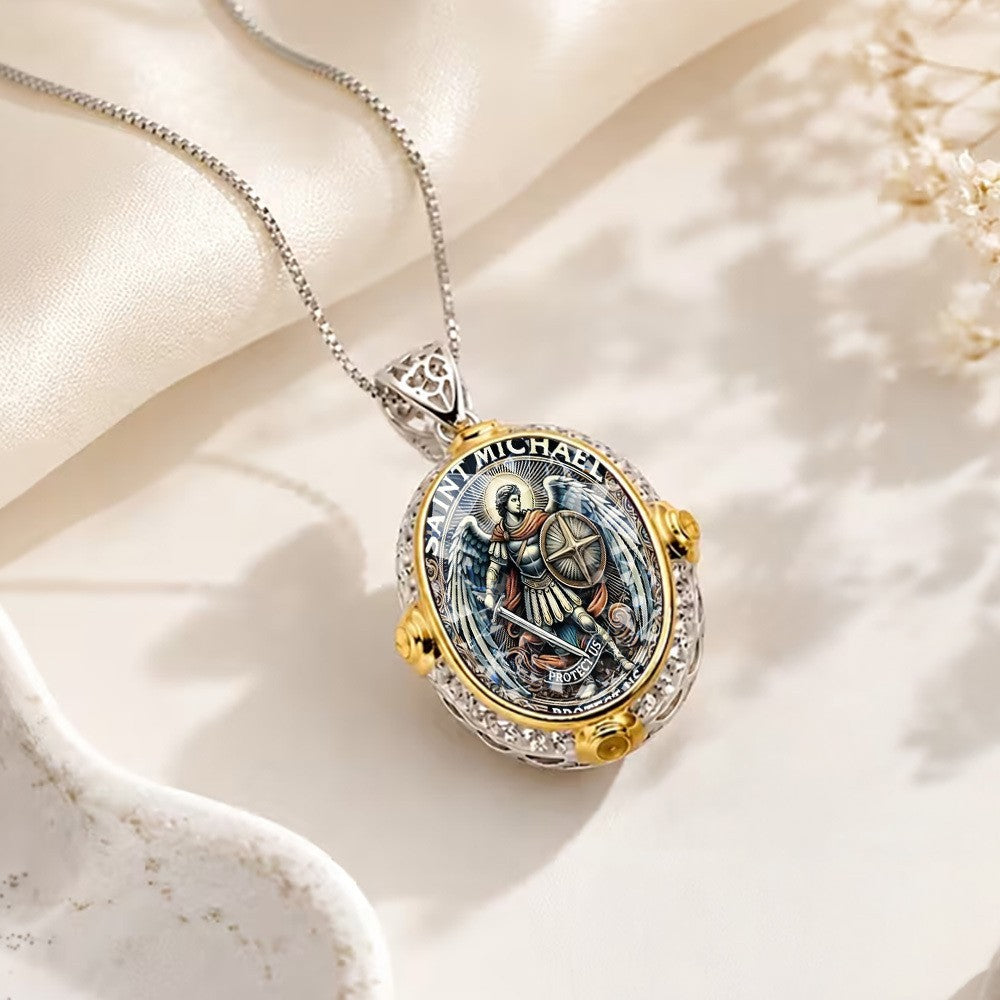 Archangel Oval Pendant Necklace