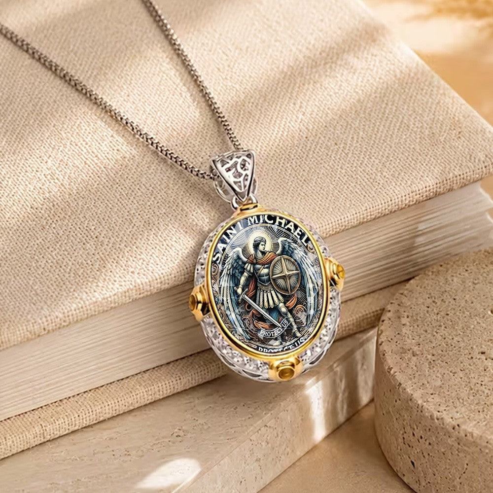 Archangel Oval Pendant Necklace