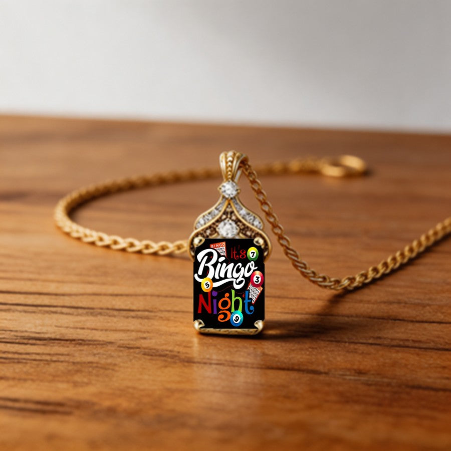 Bingo Night Square Pendant Necklace