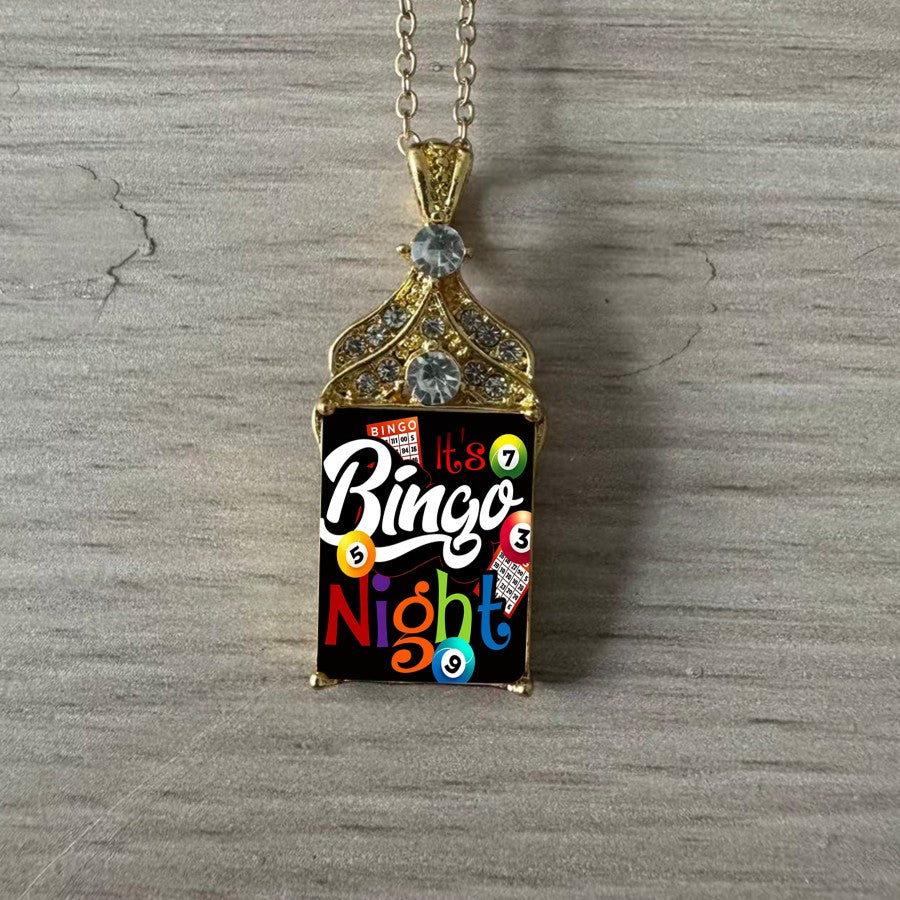 Bingo Night Square Pendant Necklace