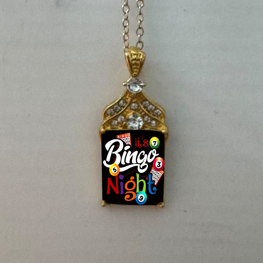 Bingo Night Square Pendant Necklace