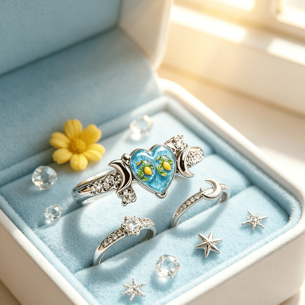Lemon Heart Crystal Ring