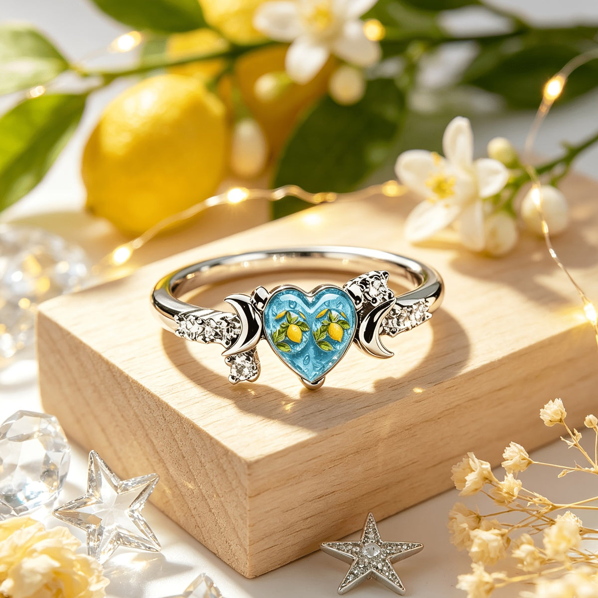 Lemon Heart Crystal Ring