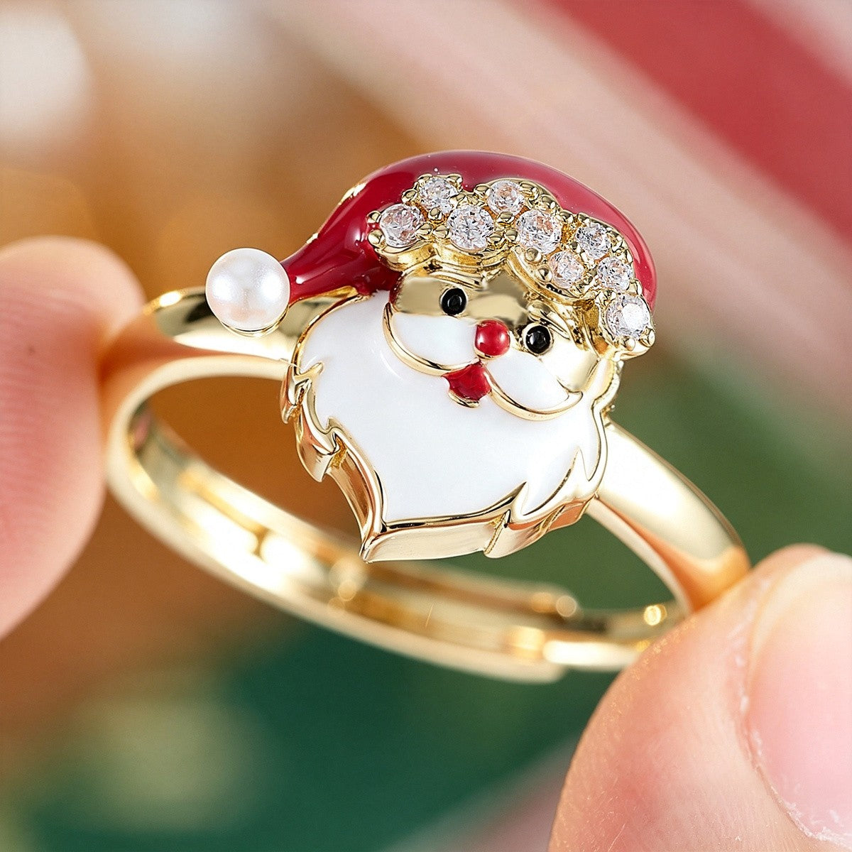 Crystal Santa Claus Enamel Ring