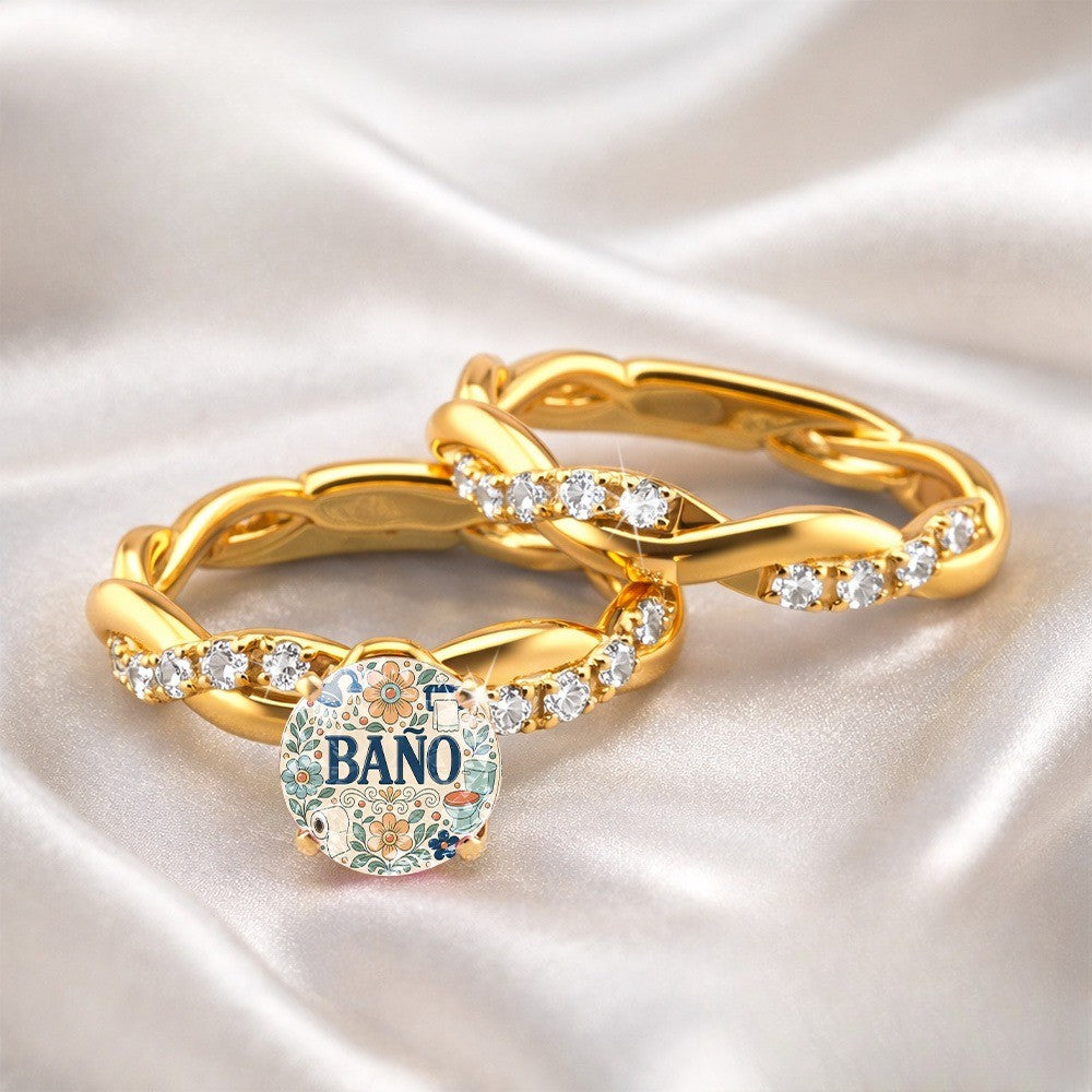 Floral Bathroom Sign Ring