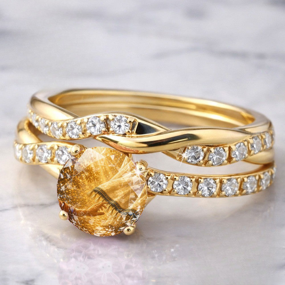 Twisted Crystal Sunburst Ring