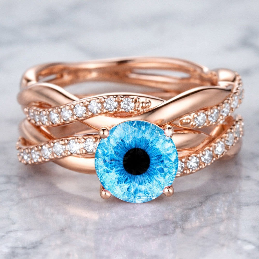Blue Eye Twisted Band Ring