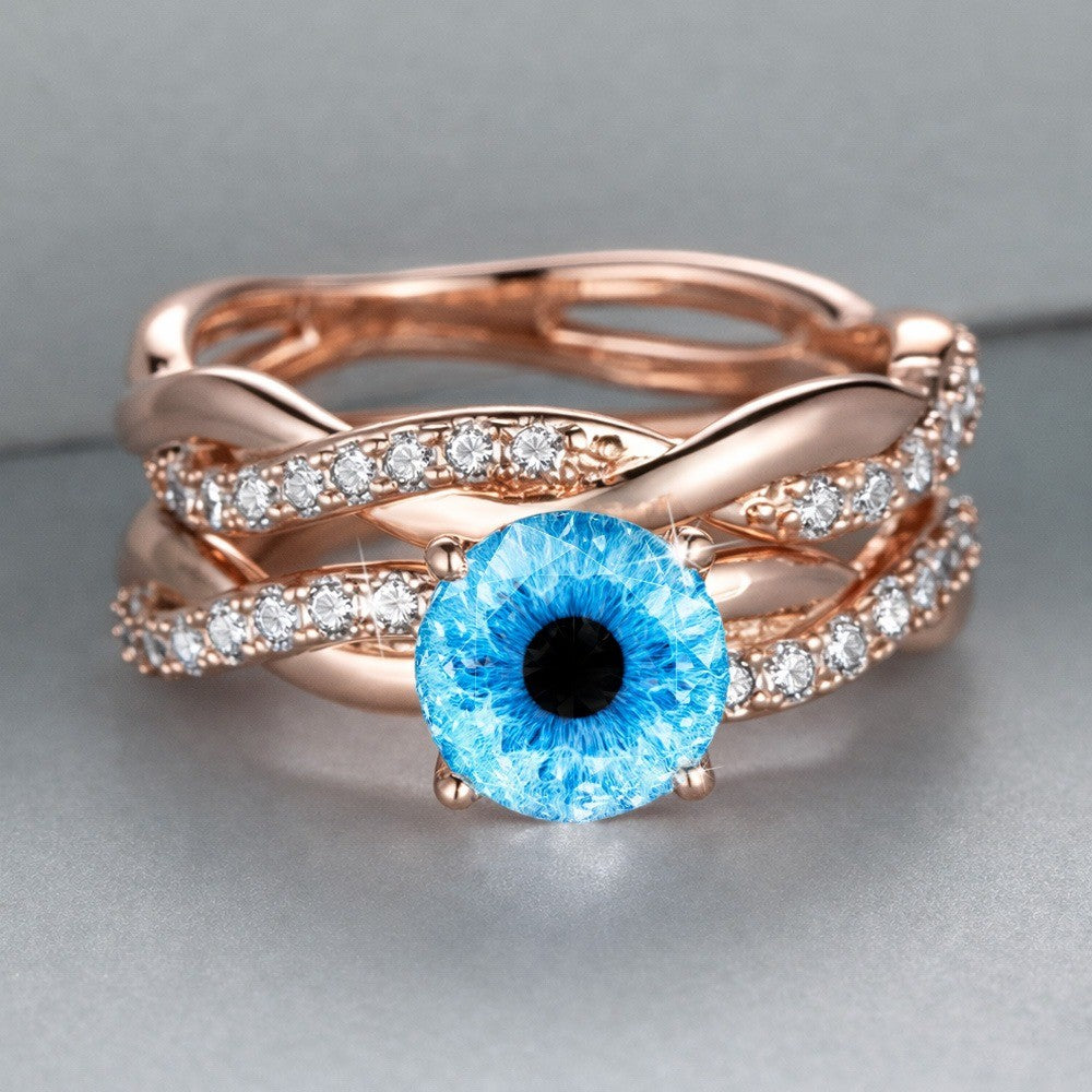 Blue Eye Twisted Band Ring