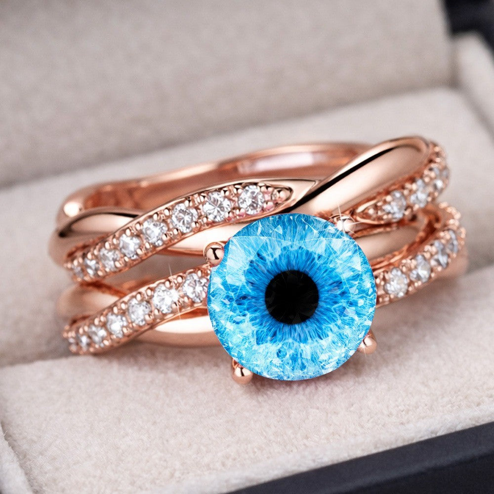 Blue Eye Twisted Band Ring